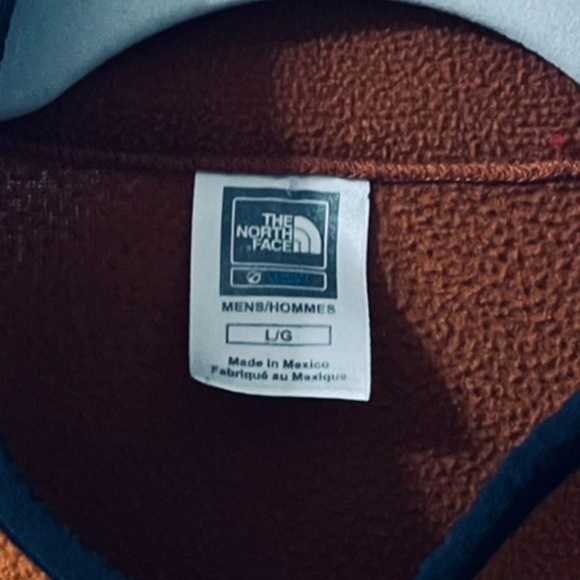 THE NORTH FACE Polartec Fleece 1/4”Pullover Jacket Rust/Black Colorblock Large - Picture 5 of 5